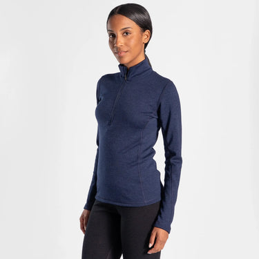 womens most comfortable baselayer half zip color navy blue