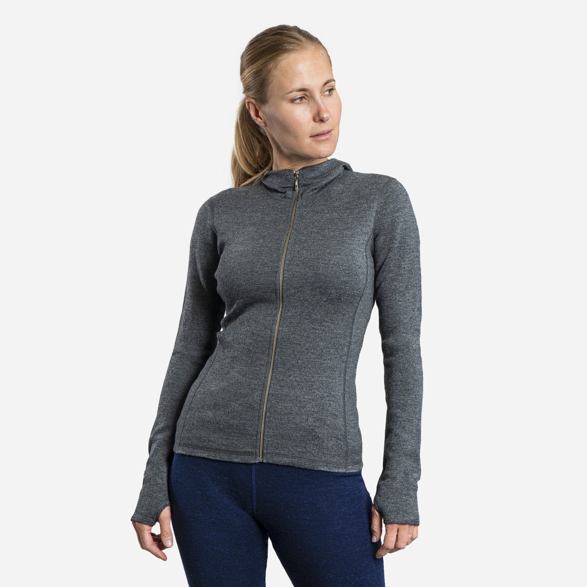 Women's Alpaca Wool Full-Zip Hoodie Jacket: 420 Midweight