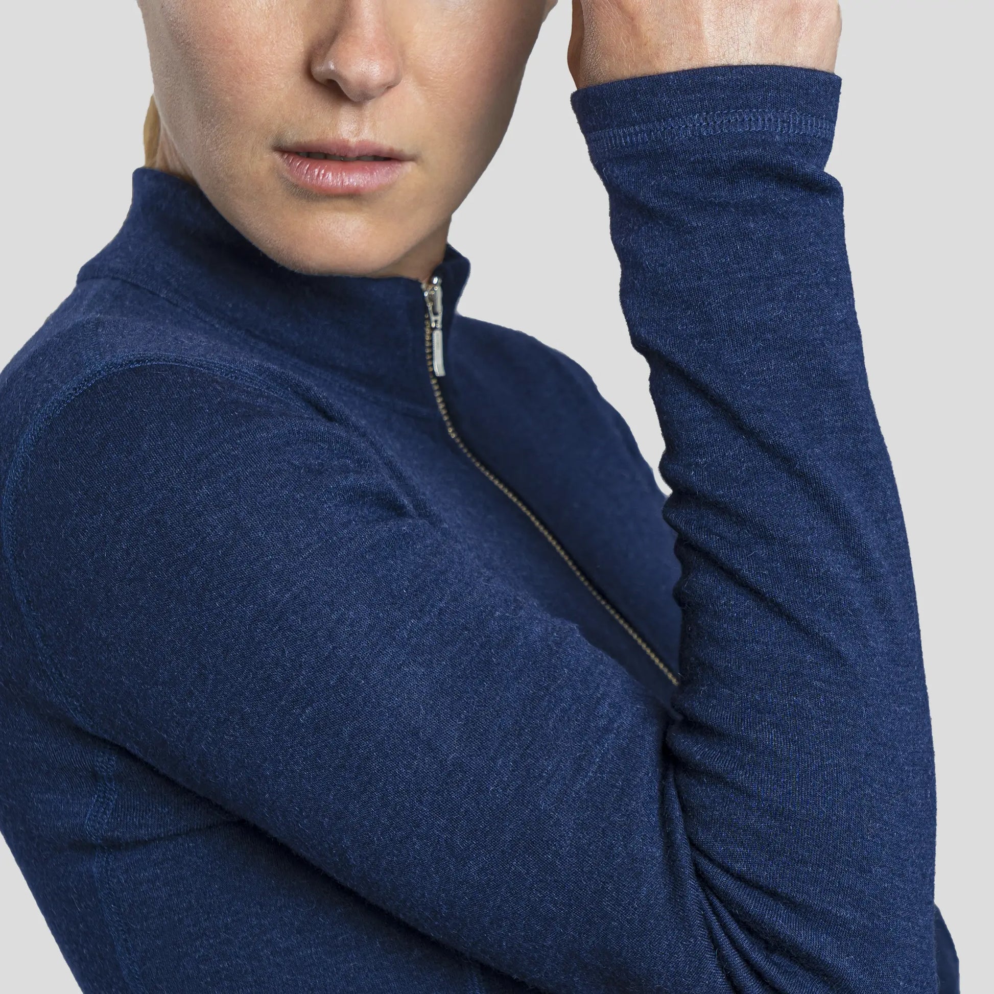 Women's Alpaca Wool Jacket: 420 Midweight Full-Zip color Navy Blue