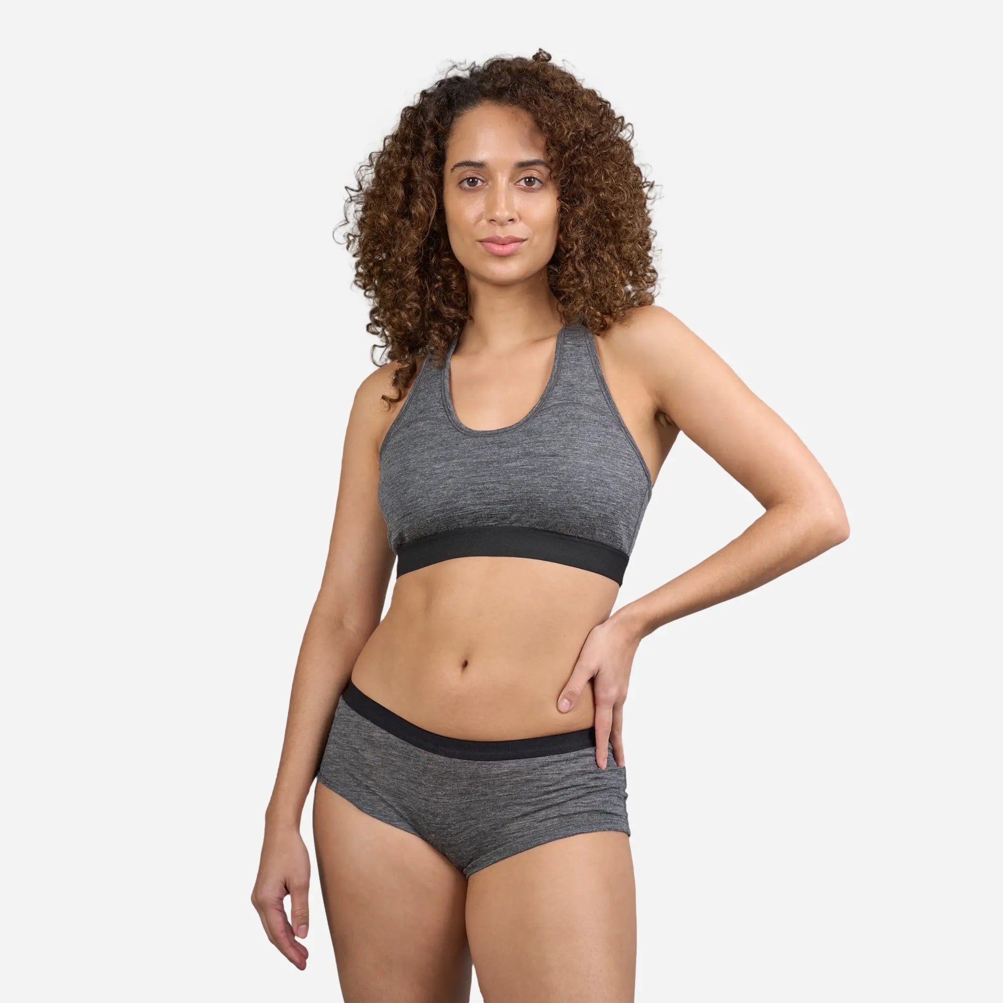 Eco Friendly Womens Alpaca Wool Sports Bra 160 Ultralight color gray