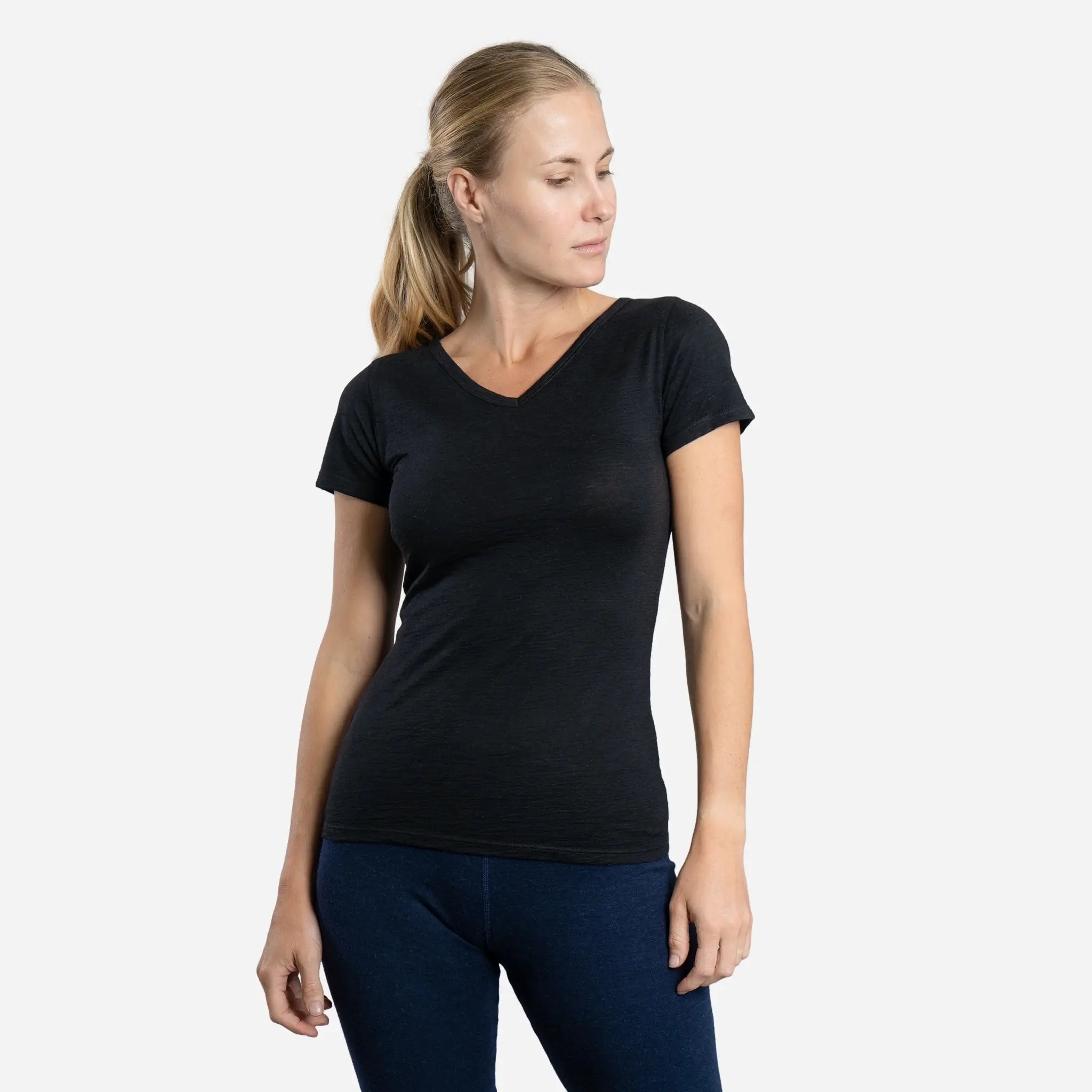 womens most confortable vneck tshirt color black