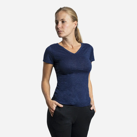 Chemise en laine d'alpaga pour femme : 160 ultralégère, col en V