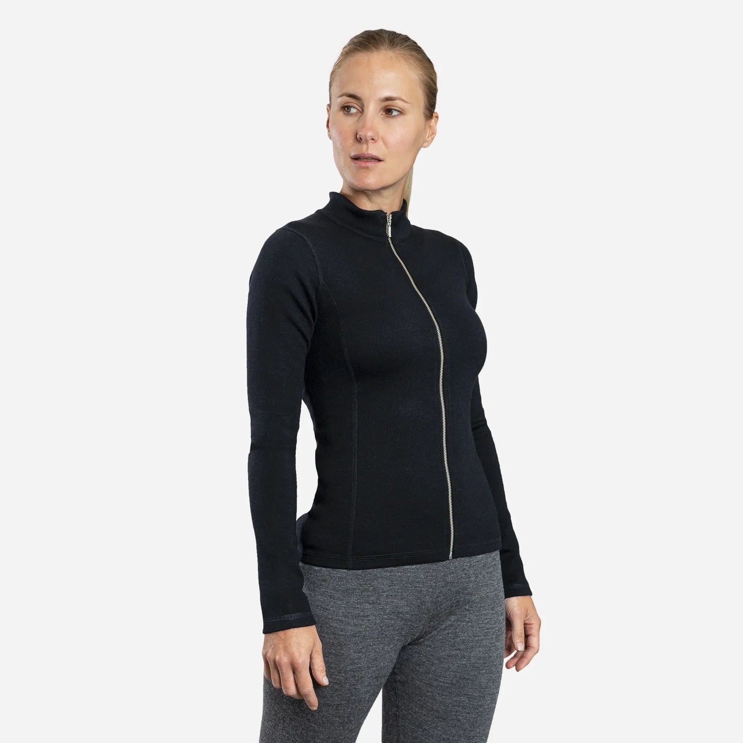 womens most sustainable jacket full zip color black