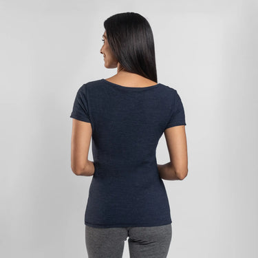 womens most sustainable tshirt crew neck color navy blue