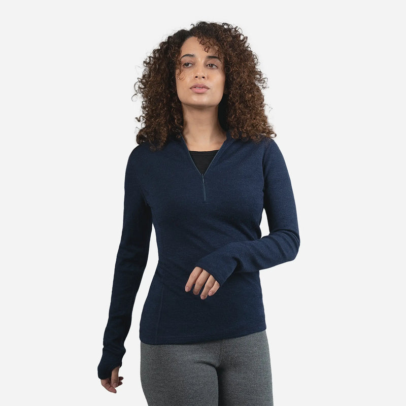 womens natural baselayer hoodie halfzip color navy blue