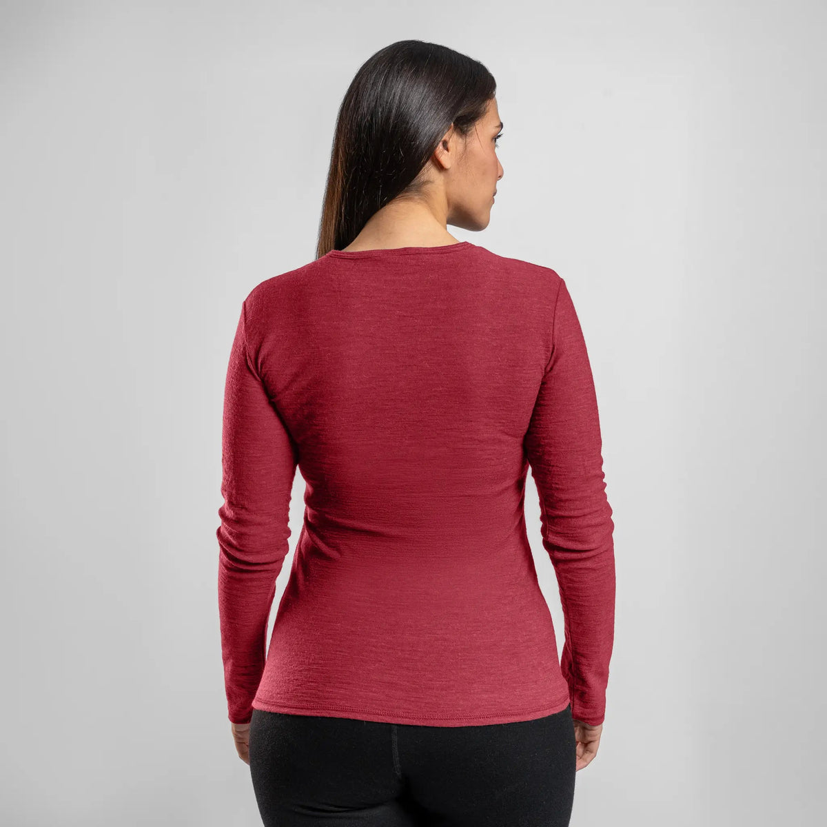 Women's Alpaca Wool Long Sleeve T-Shirt: 160 Ultralight color natural red