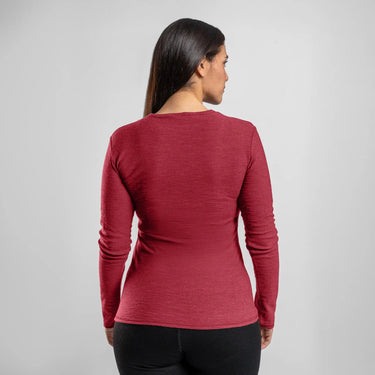 Women's Alpaca Wool Long Sleeve T-Shirt: 160 Ultralight color natural red