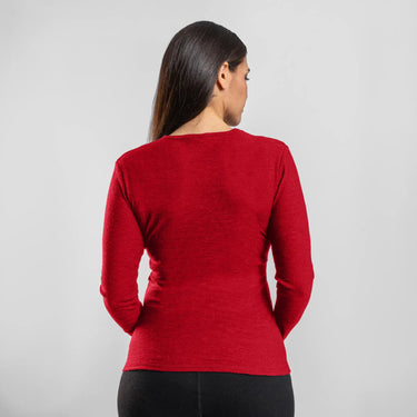 Women's Alpaca Wool Long Sleeve T-Shirt: 160 Ultralight color red