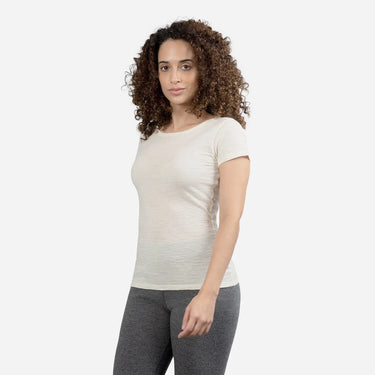Women's Alpaca Wool T-Shirt: 160 Ultralight Crew Neck color Undyed