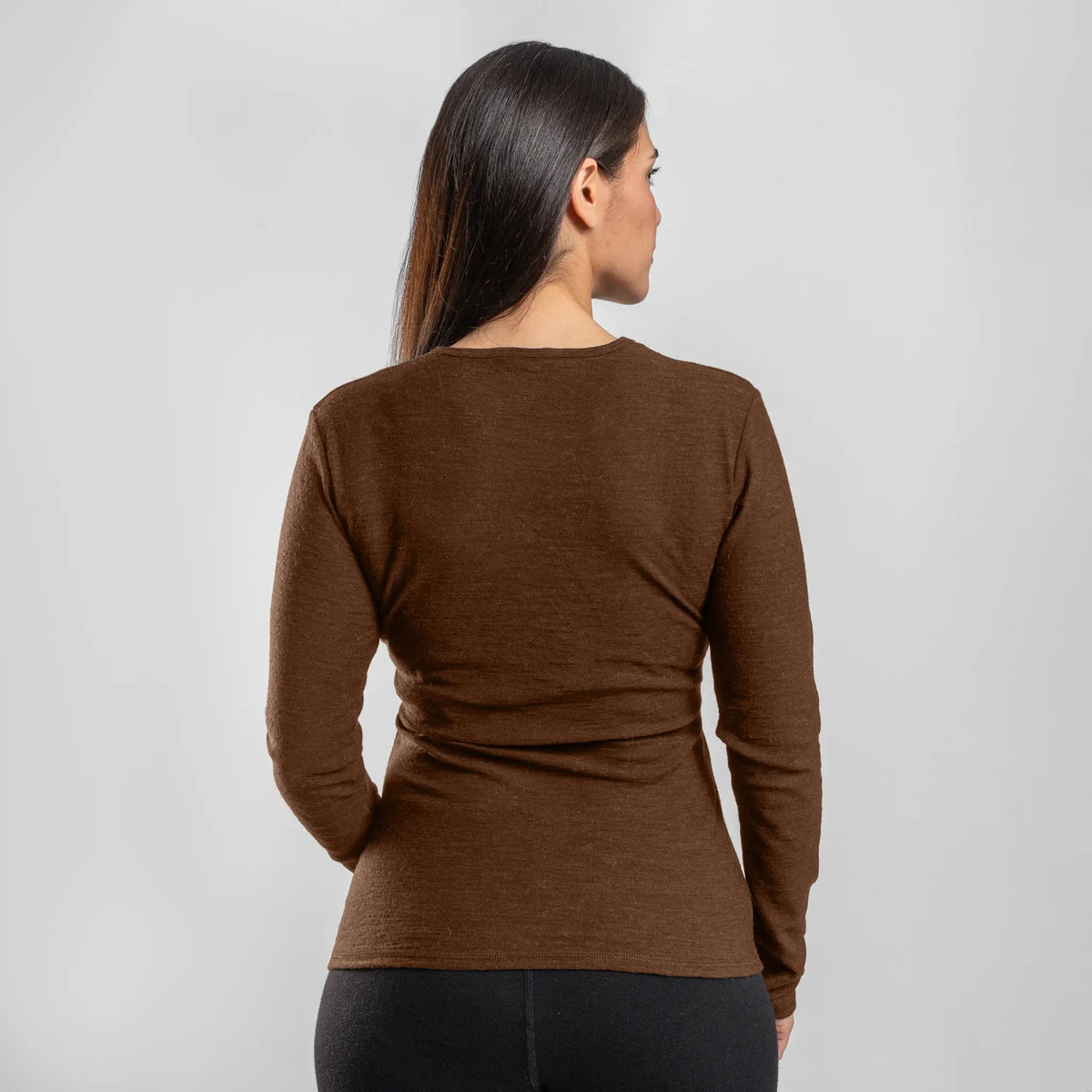Women's Alpaca Wool Long Sleeve T-Shirt: 160 Ultralight color brown