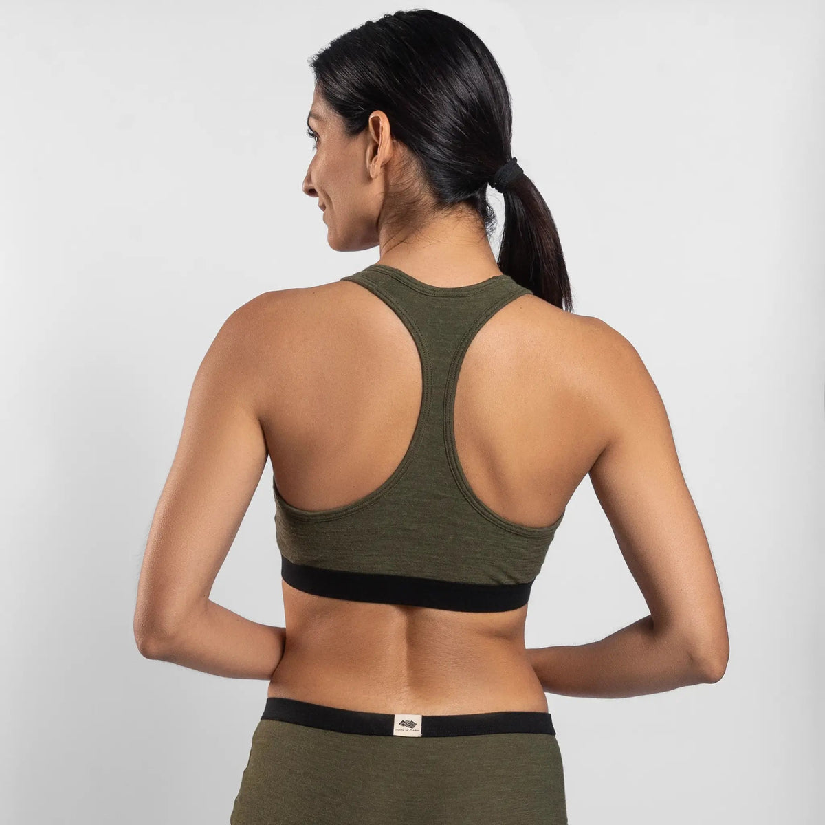 Women's Alpaca Wool Sports Bra: 160 Ultralight color Green
