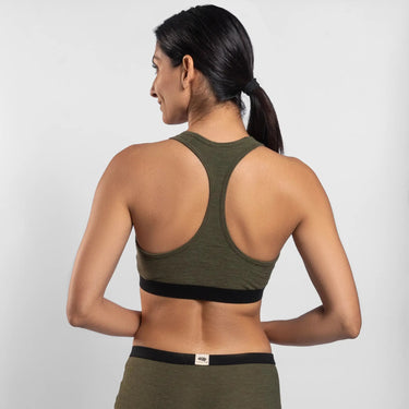Women's Alpaca Wool Sports Bra: 160 Ultralight color Green