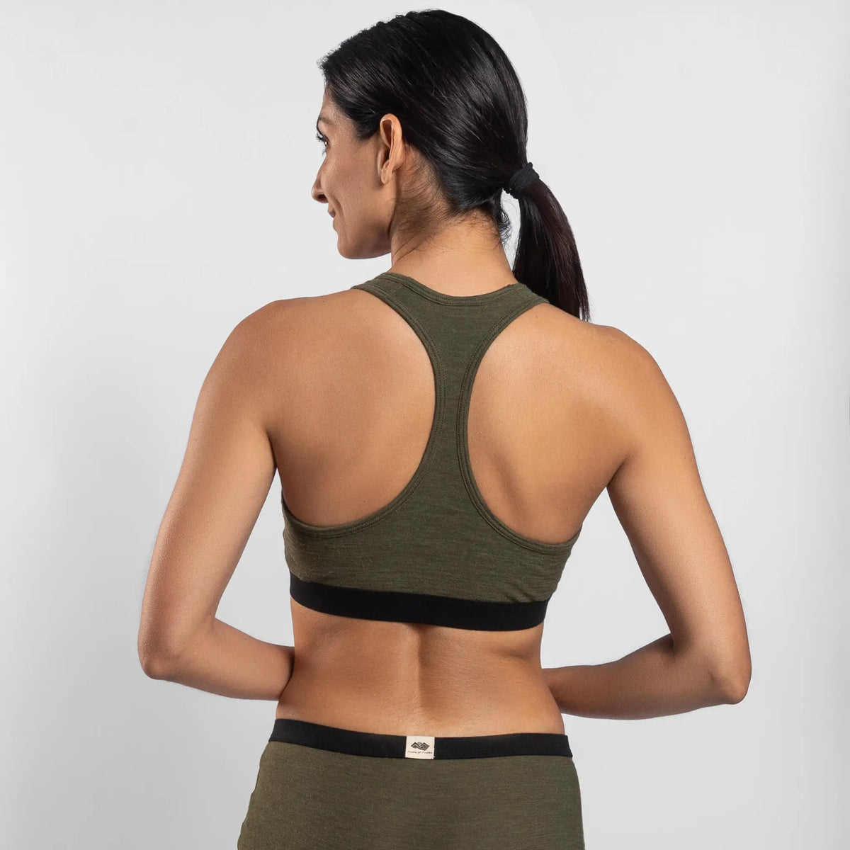 womens natural fiber sports bra ultralight color green