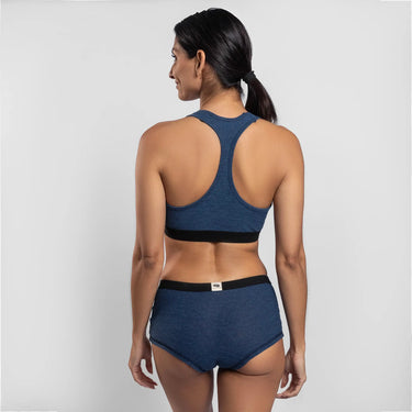 womens natural fiber sports bra ultralight color natural blue