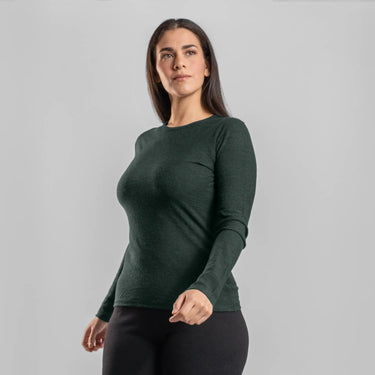 Women's Alpaca Wool Long Sleeve T-Shirt: 160 Ultralight color dark teal