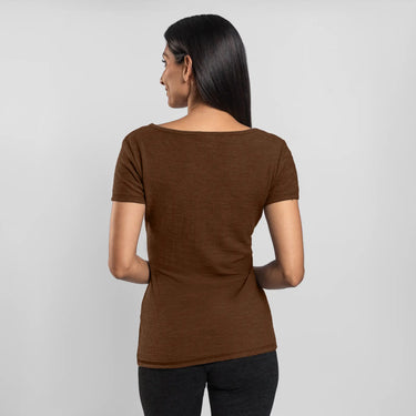 womens natural product tshirt crew neck color brown