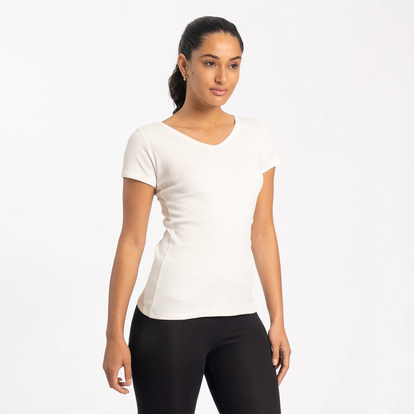 womens natural tshirt vneck color white