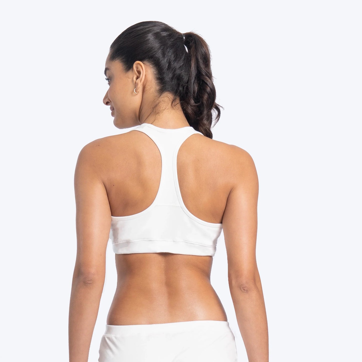 womens no microplastic sports bra color white