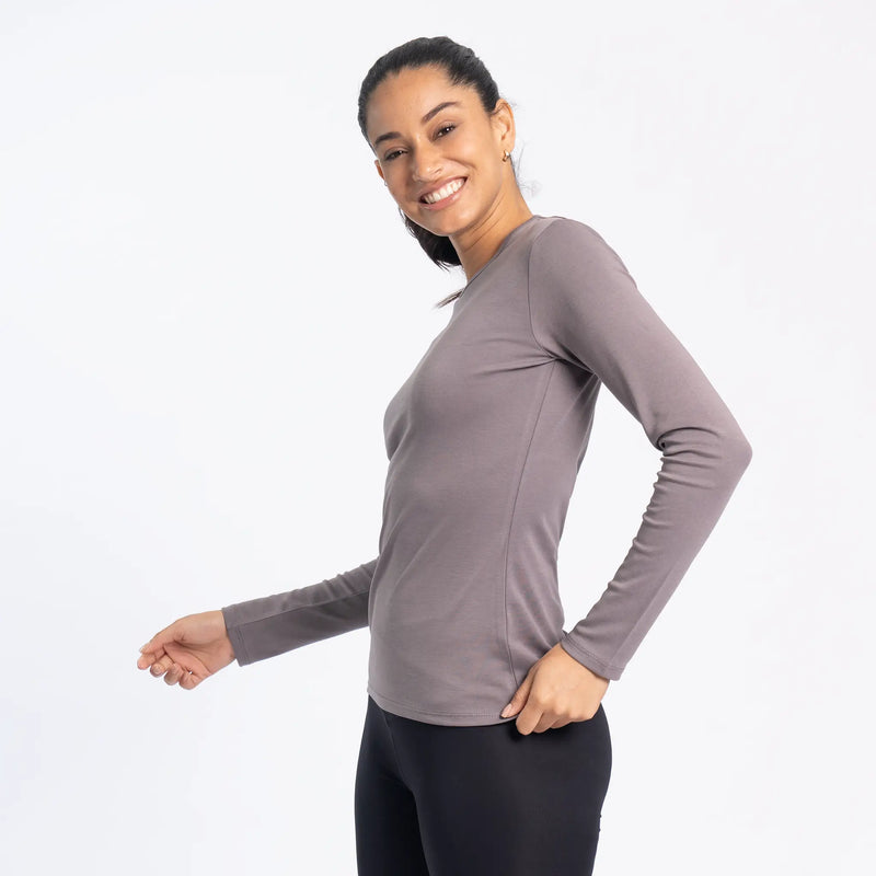 womens organic cotton tshirt long sleeve color natural gray