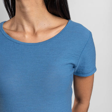 Women's Alpaca Wool T-Shirt: 160 Ultralight Crew Neck color Baby Blue