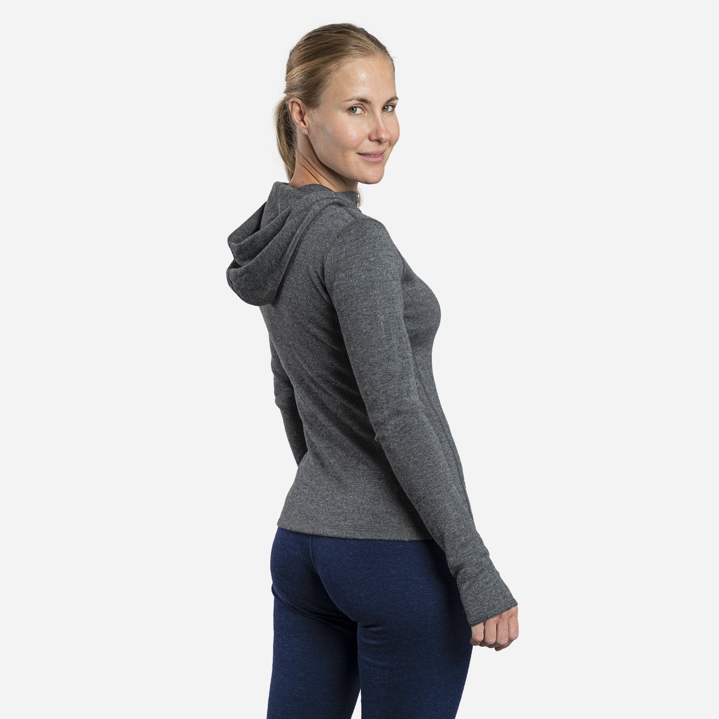 Women's Alpaca Wool Hoodie Jacket: 420 Midweight Full-Zip