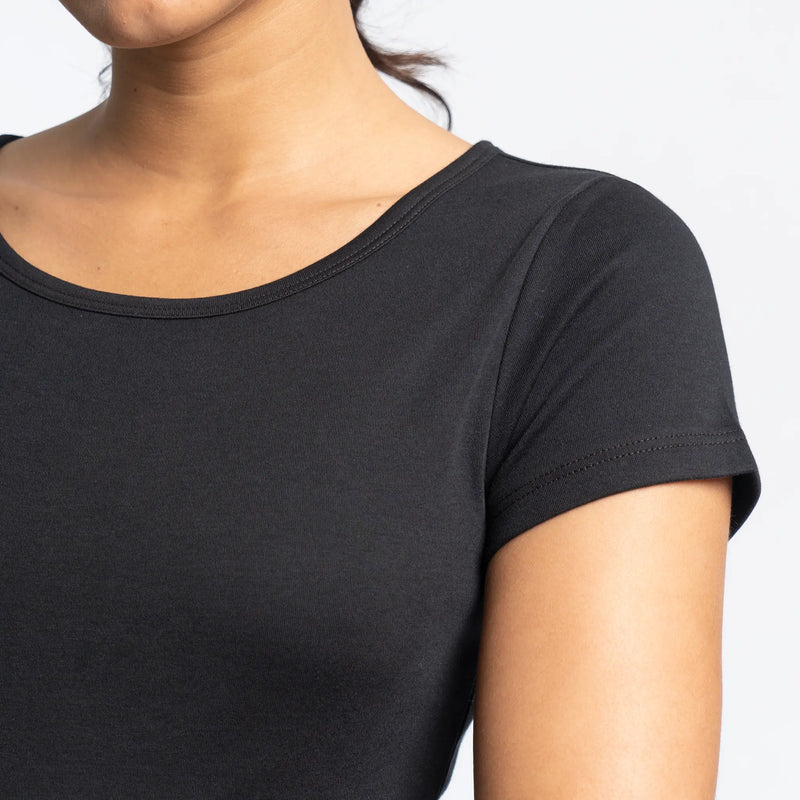 womens pima cotton tshirt crew neck color black