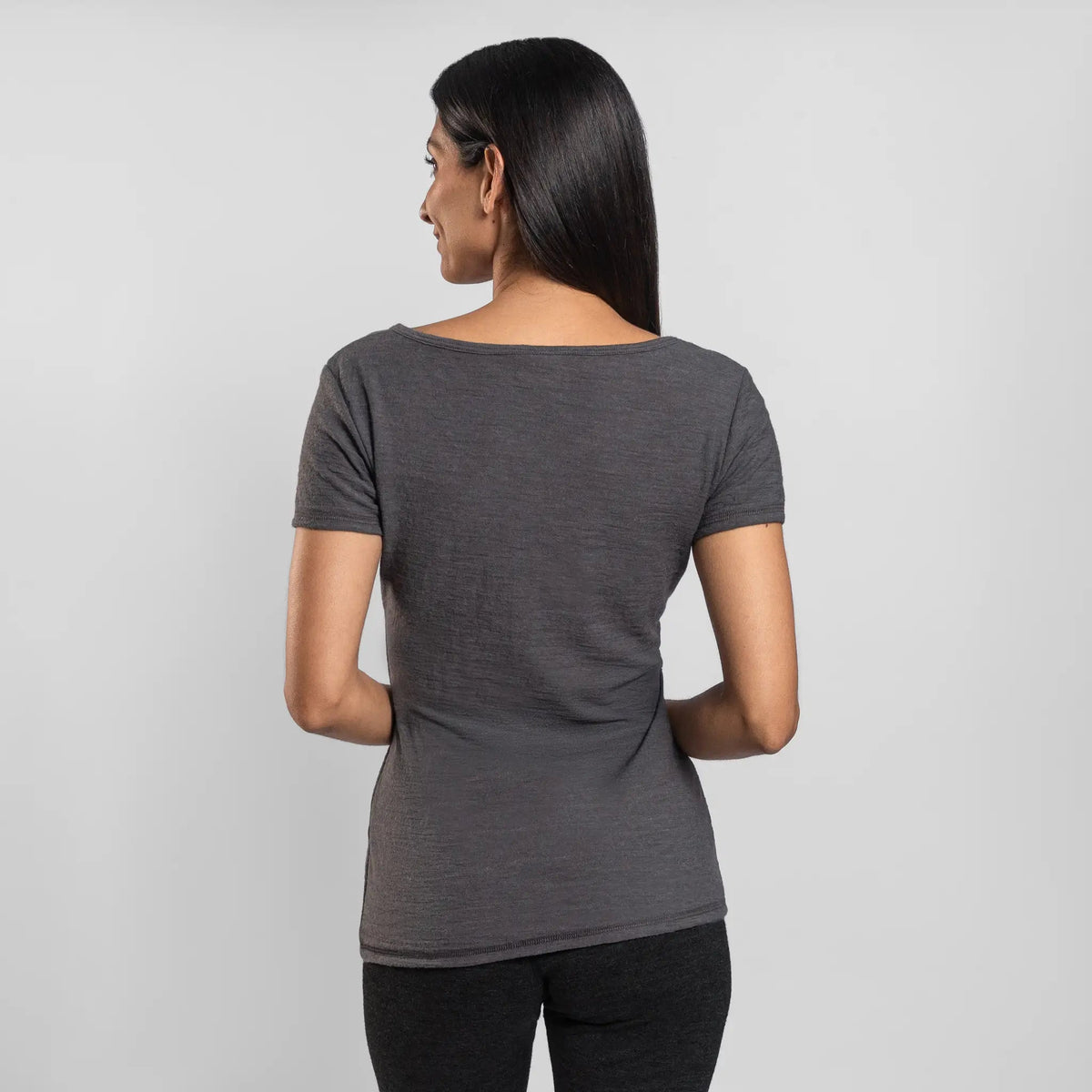 Women's Alpaca Wool T-Shirt: 160 Ultralight Crew Neck color Gray