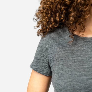 Women's Alpaca Wool T-Shirt: 160 Ultralight Crew Neck color Gray