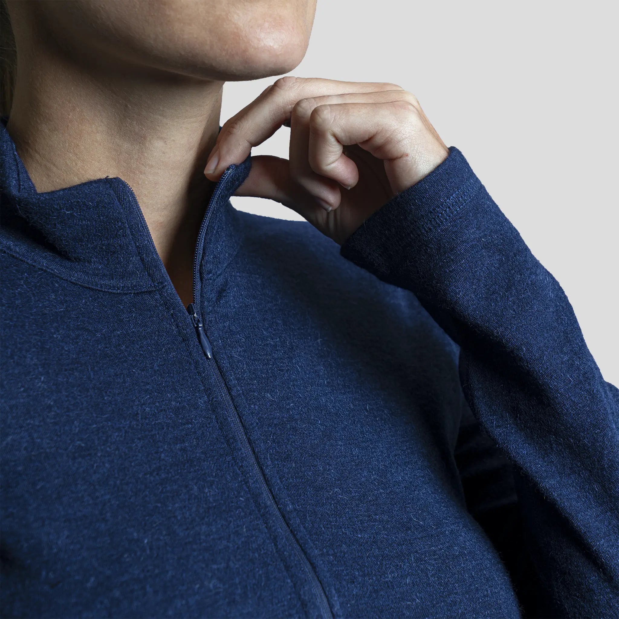 Women's Alpaca Wool Base Layer: 300 Lightweight Half-Zip color Navy Blue