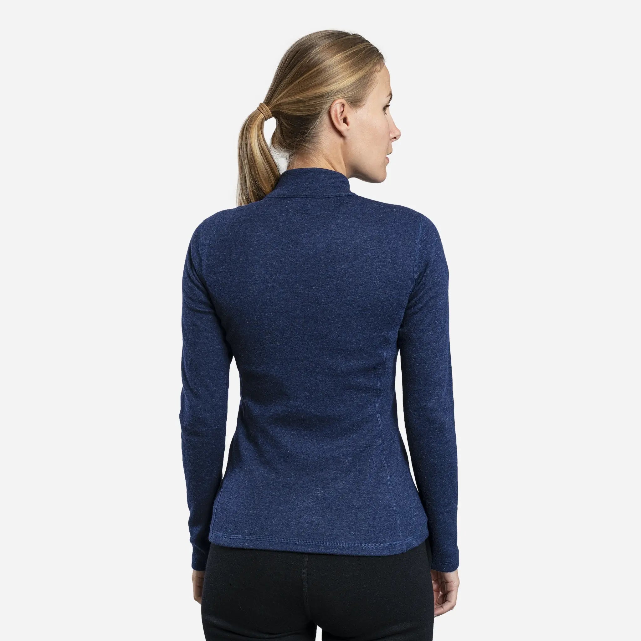 womens sustainable baselayer half zip color navy blue