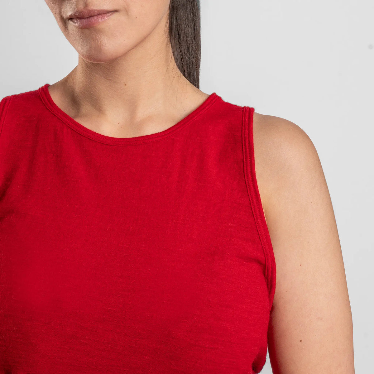 womens sustainable brand running tank top ultralight color red