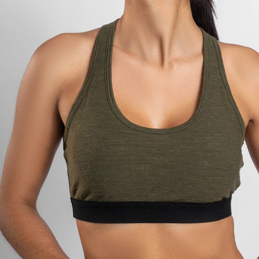 womens sustainable brand sports bra ultralight color green