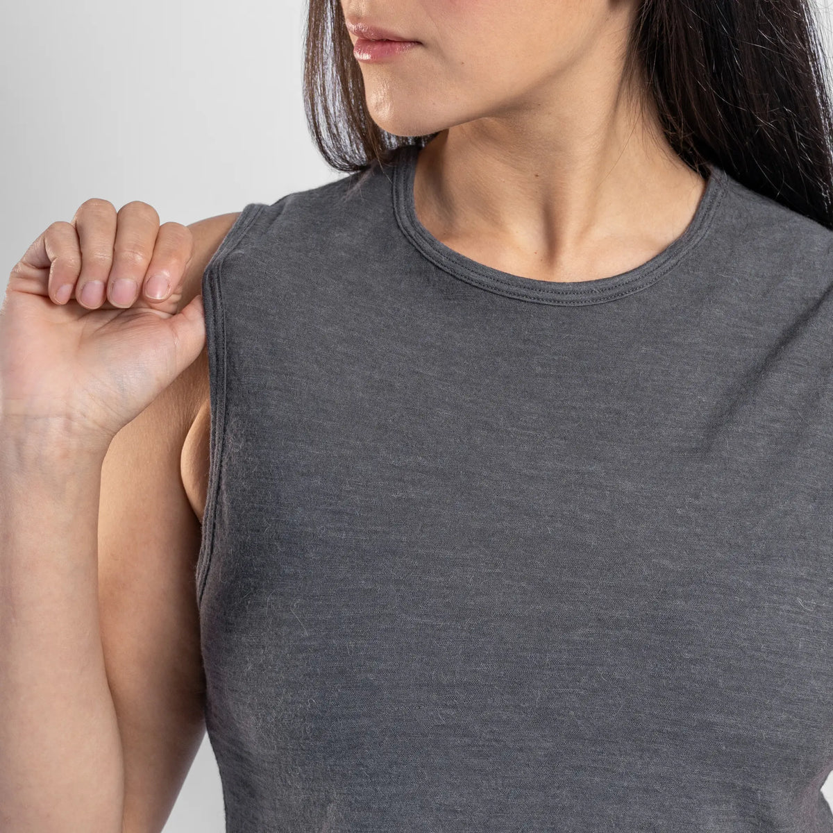 womens sustainable crop tank ultralight color gray