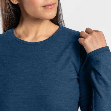 Women's Alpaca Wool Long Sleeve T-Shirt: 160 Ultralight color natural blue
