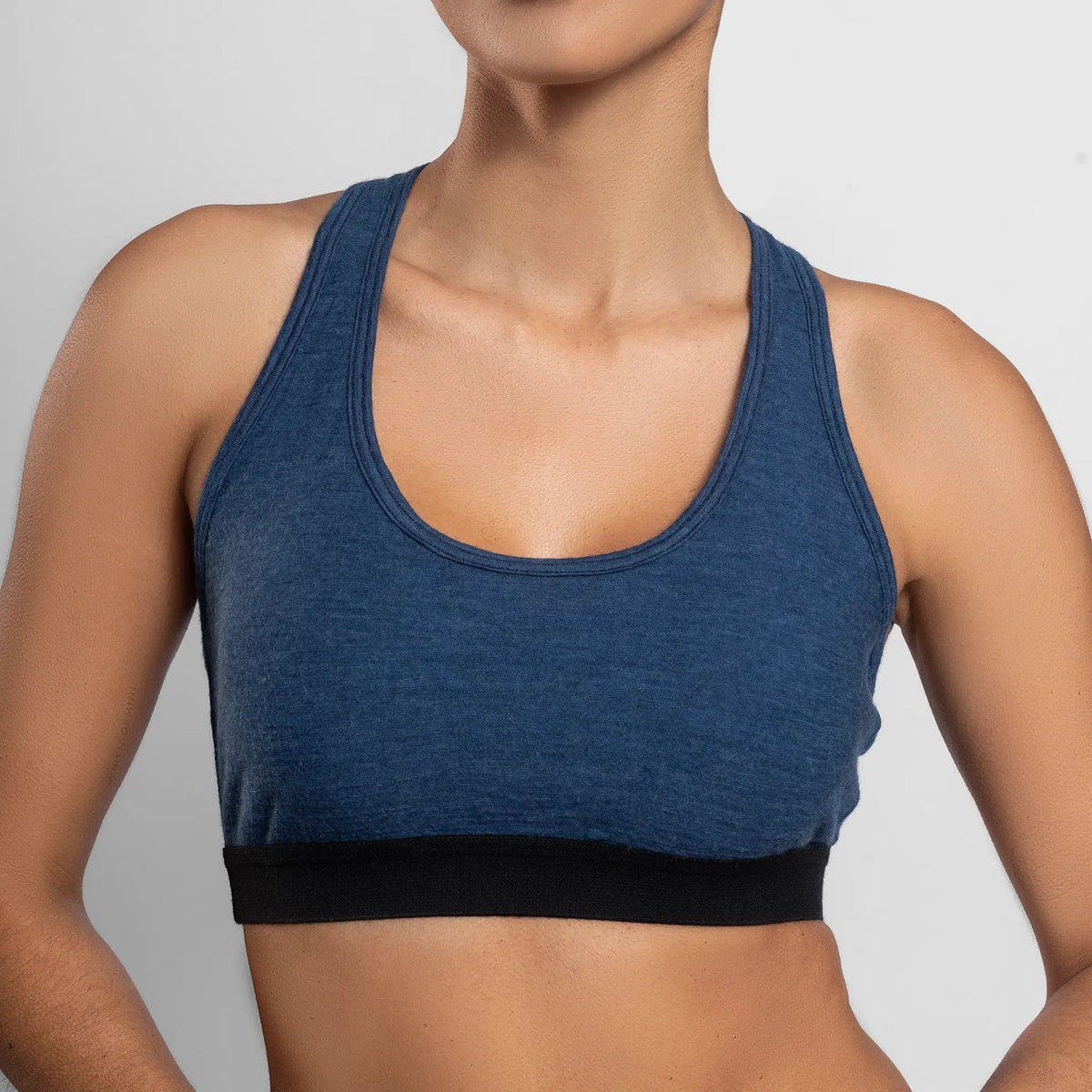 Women's Alpaca Wool Sports Bra: 160 Ultralight color Natural Blue
