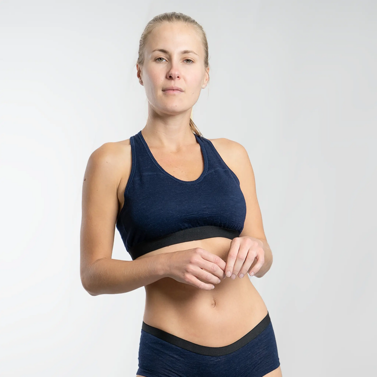 Women's Alpaca Wool Sports Bra: 160 Ultralight color Navy Blue