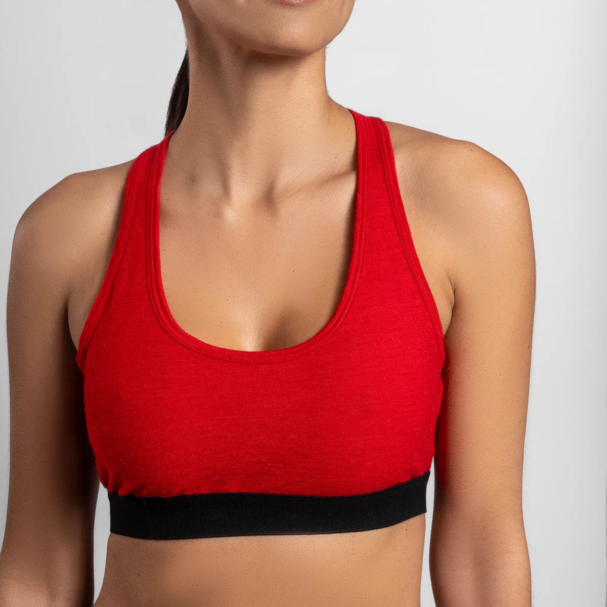womens sustainable sports bra ultralight color red