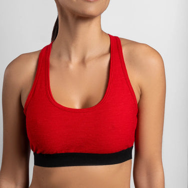 womens sustainable sports bra ultralight color red