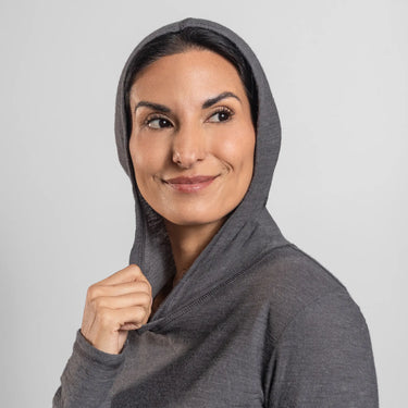 womens sustainable sun hoodie ultralight color gray