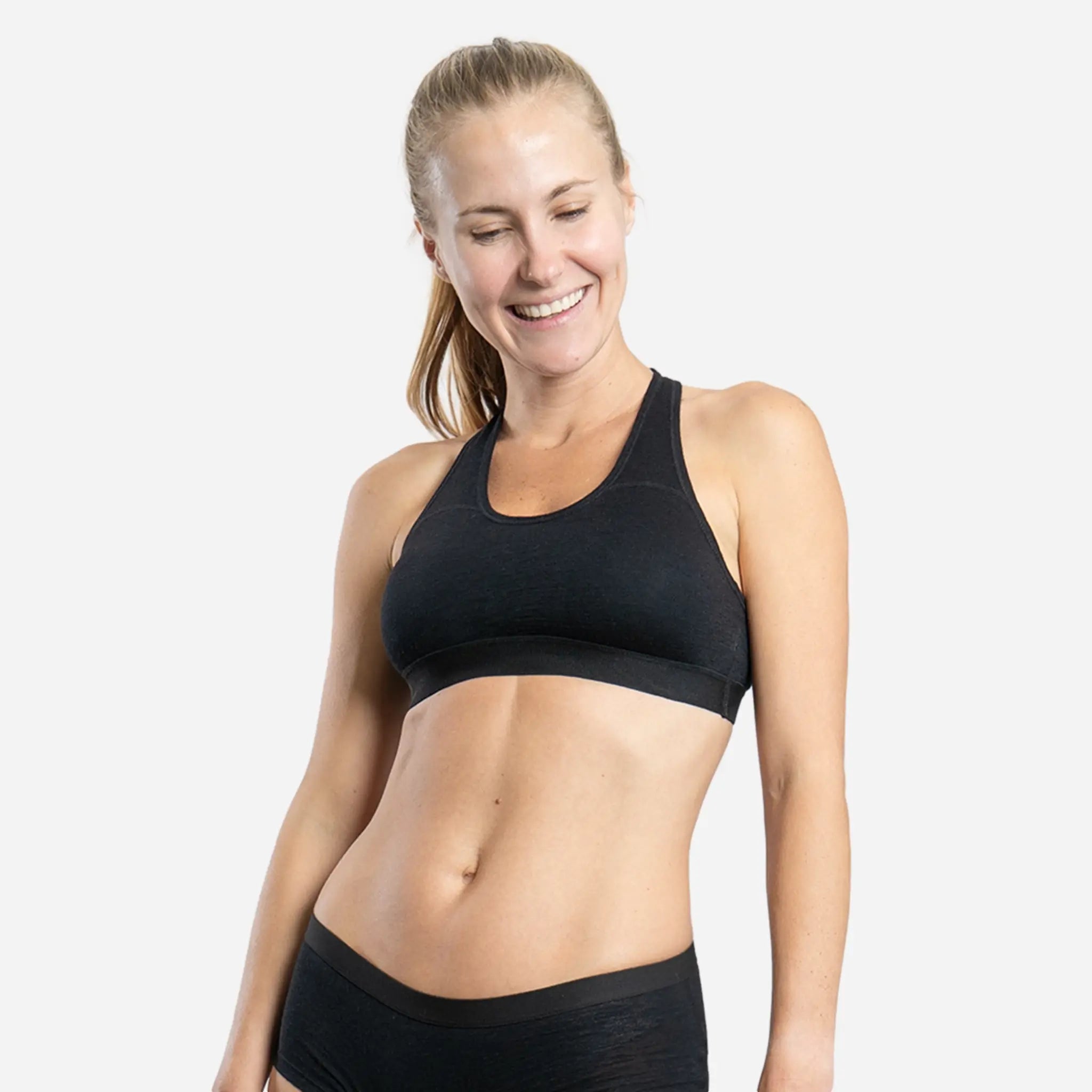 Active Comfort Womens Alpaca Wool Sports Bra 160 Ultralight color black