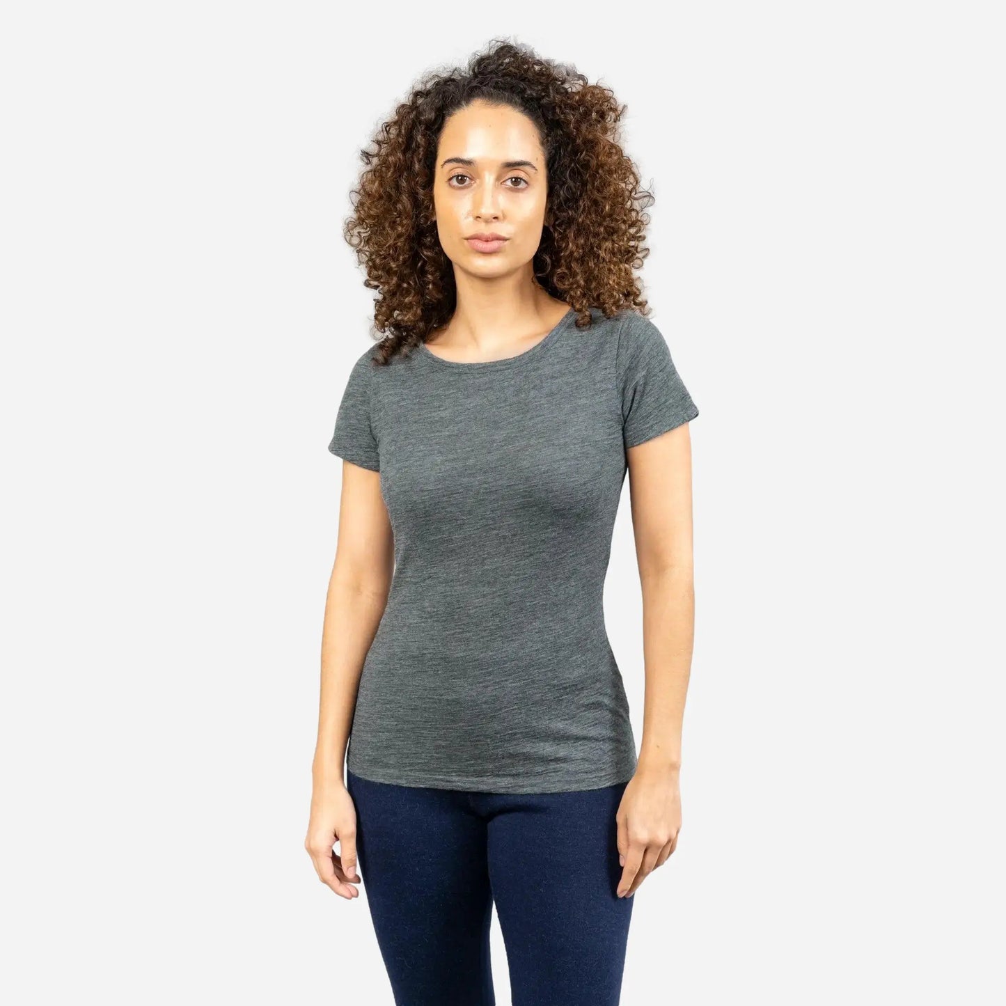 Women's Alpaca Wool T-Shirt: 160 Ultralight Crew Neck color gray