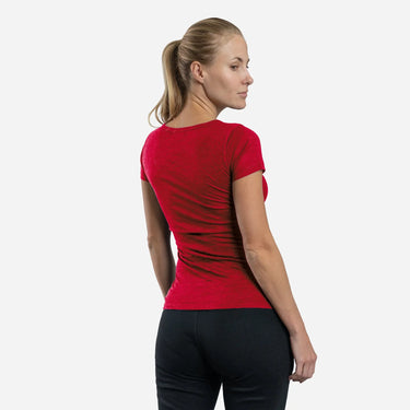 womens sweat wicking tshirt crew neck color red