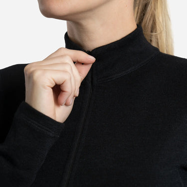 Women's Alpaca Wool Base Layer: 300 Lightweight Half-Zip color black
