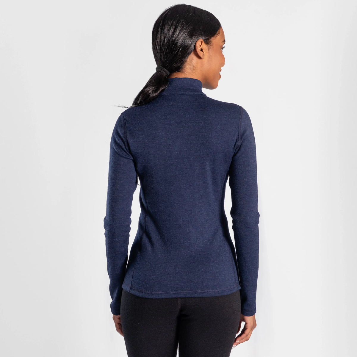 womens temperature regulate baselayer half zip color navy blue