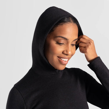 womens thermal wool pullover hoodie midweight color black