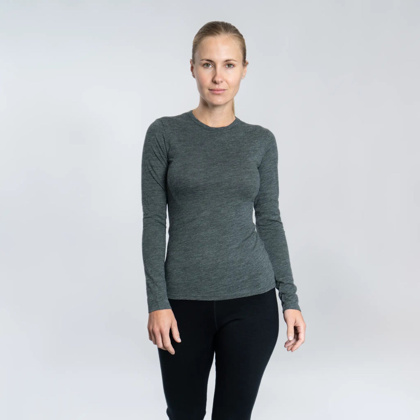 Women's Alpaca Wool Long Sleeve Shirt: 160 Ultralight color Gray