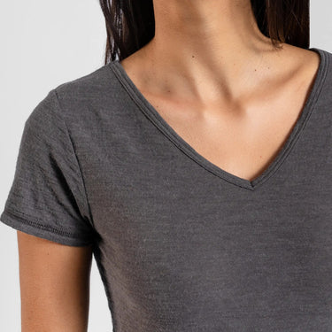 Women's Alpaca Wool T-Shirt: 160 Ultralight V-Neck color gray
