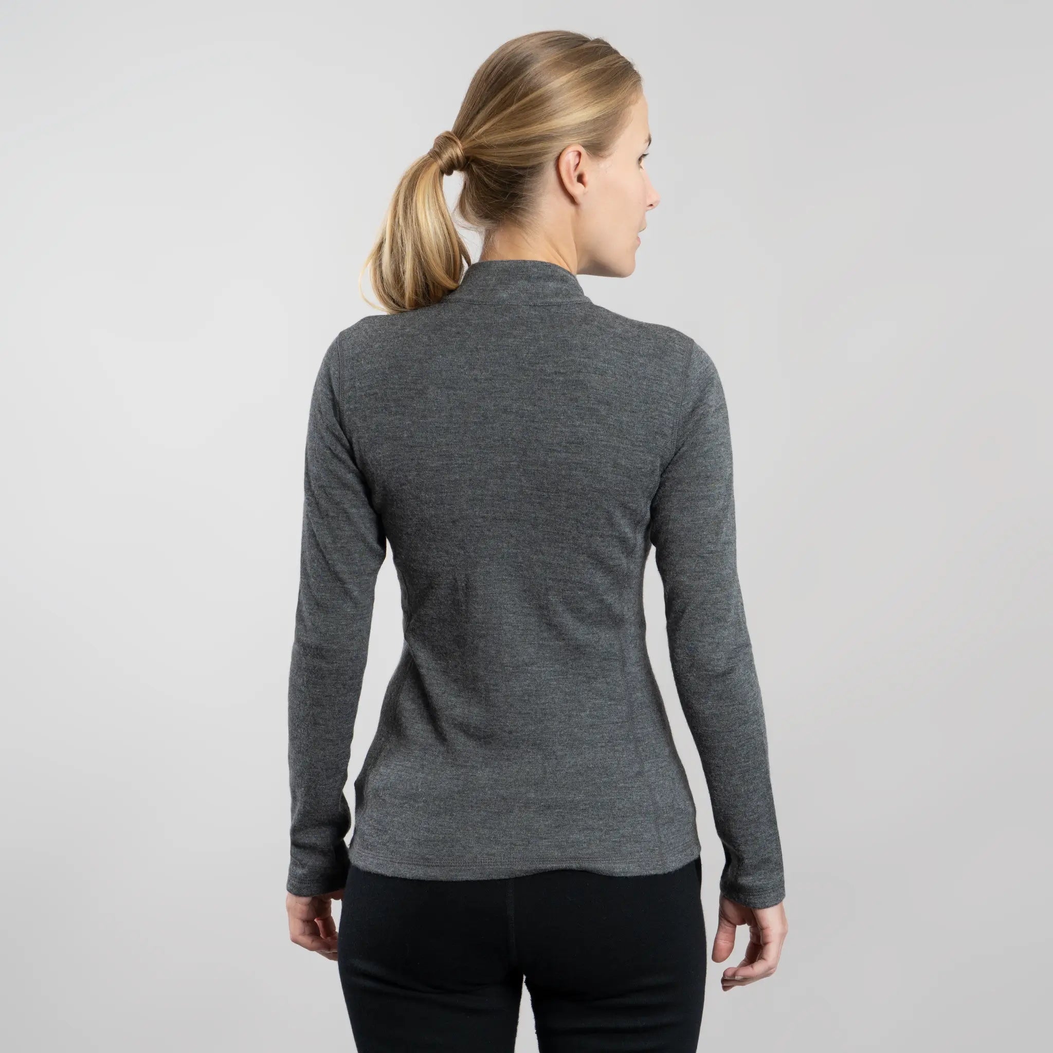 Women's Alpaca Wool Base Layer: 300 Lightweight Half-Zip color Gray