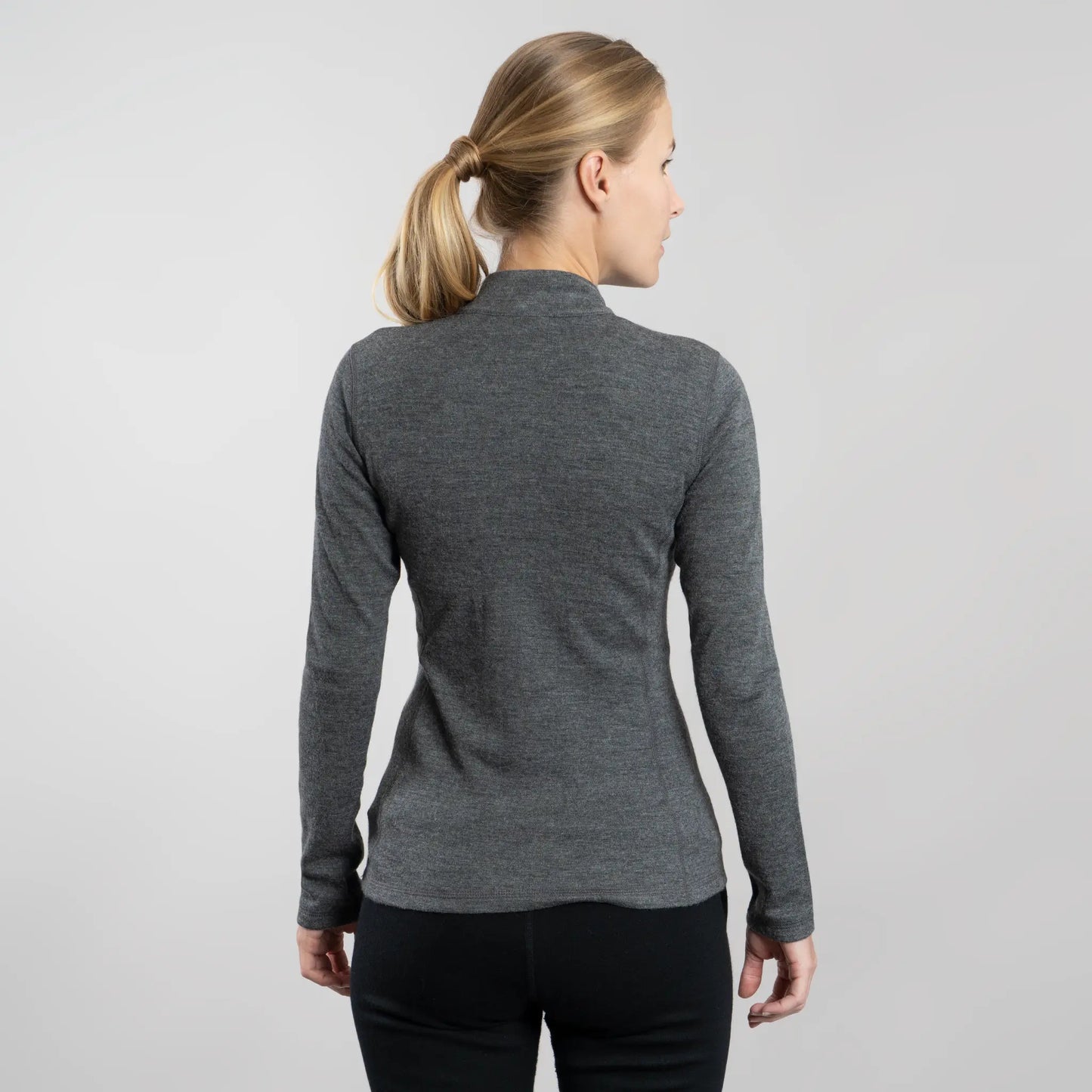 Women's Alpaca Wool Base Layer: 300 Lightweight Half-Zip color Gray