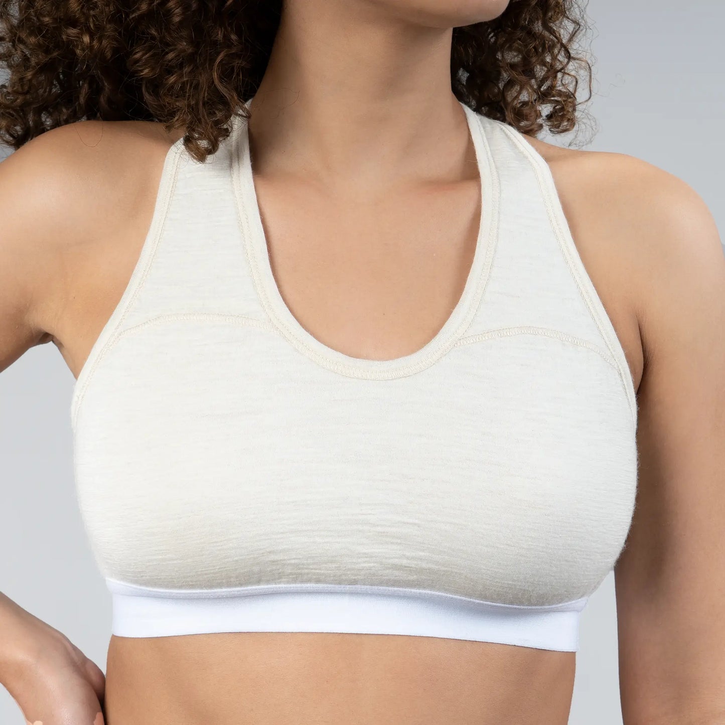 Women's Alpaca Wool Sports Bra: 160 Ultralight color Natural White